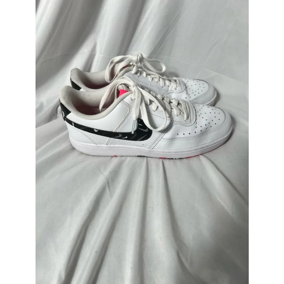 Nike Court Vision Low Multi Swoosh‎ White and Pink Sneakers Size 10 - Picture 1 of 11